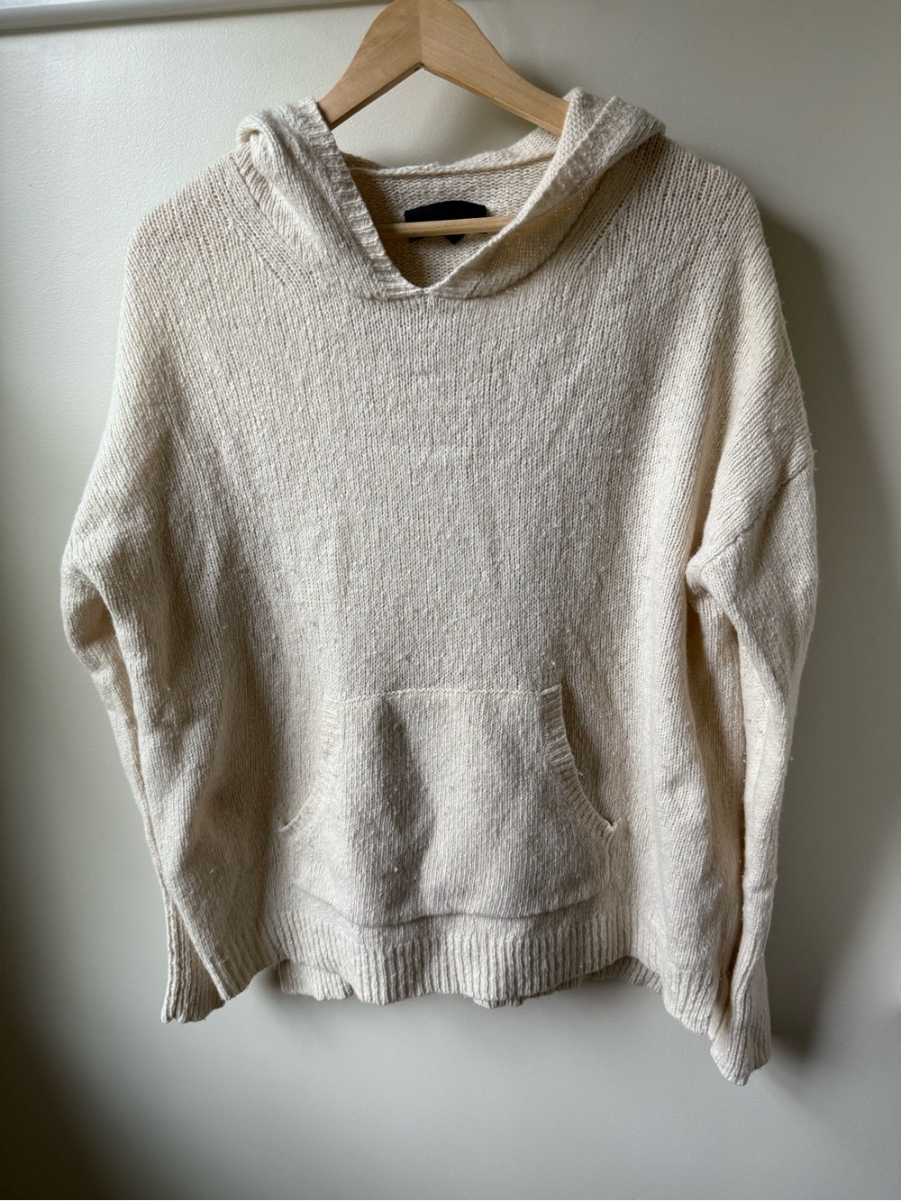NILI LOTANย Wool Silk HoodedโPullover Sweater Cream Quiet Luxury Minimalist M